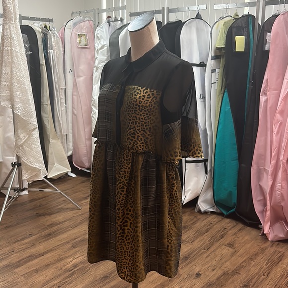 BCBGeneration Semi-Sheer Mixed Print Dress Multi Color Size Small - Picture 2 of 5